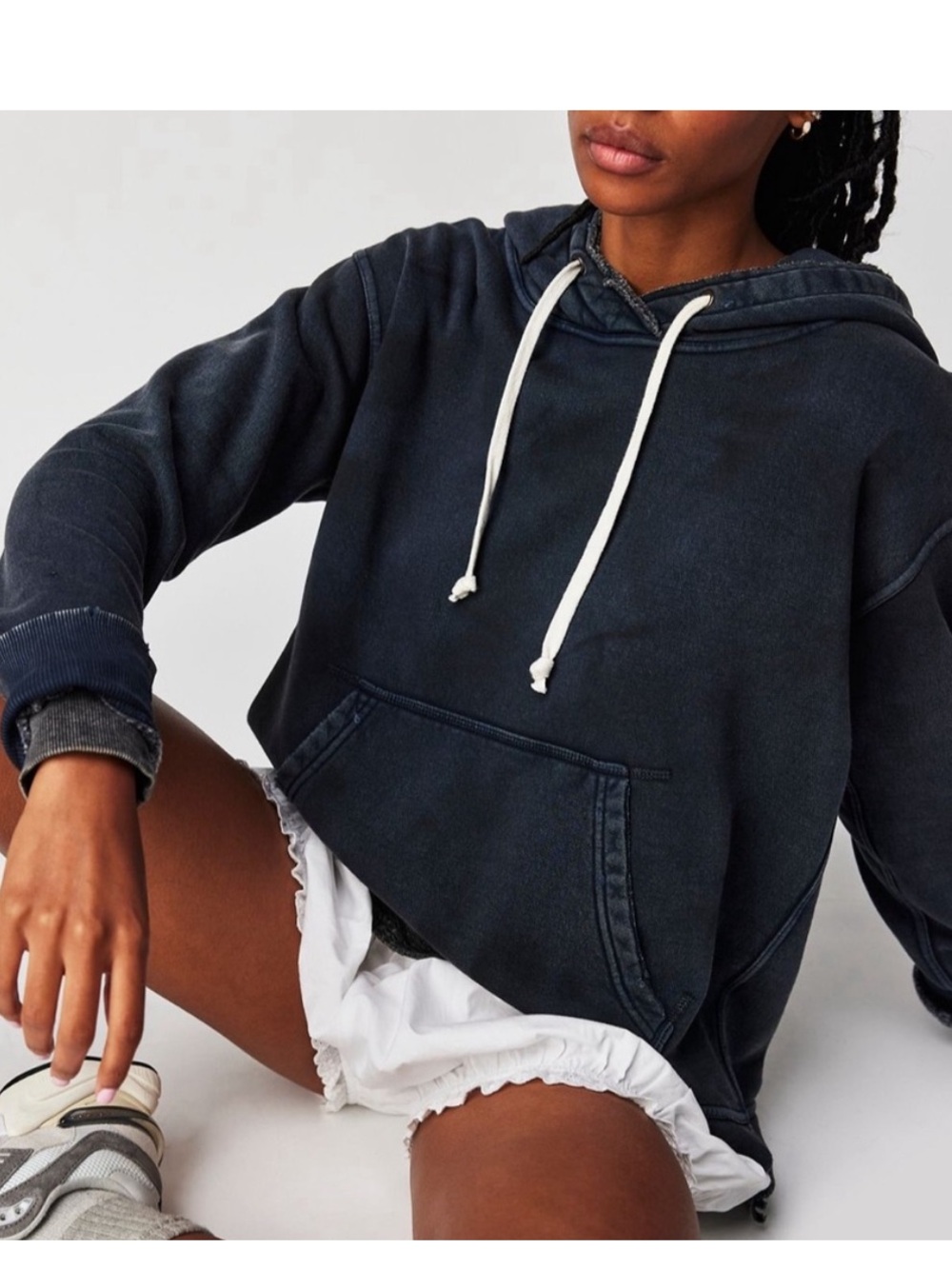 Zuma We The Free Dark Grey Cropped Hoodie with Drawstring